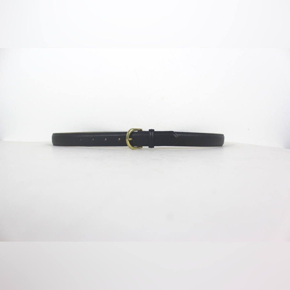 Smooth Black Leather Dress Belt Mens Womens Unisex Gold Buckle